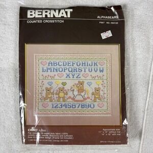 Bernat Alphabears Counted Cross Stitch Kit H04143 Teddy‎ Bears Alphabet Numbers
